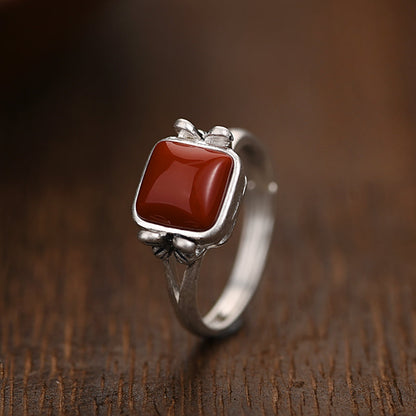 925 Silver Small Square Nanhong Ring (Women's)