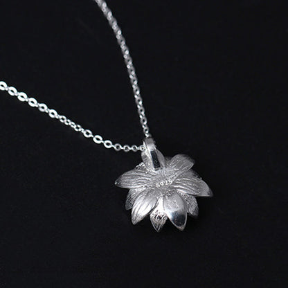 Collar con colgante de flor de loto y lazurita de plata de ley 925 con piedras de Buda para el autocuidado
