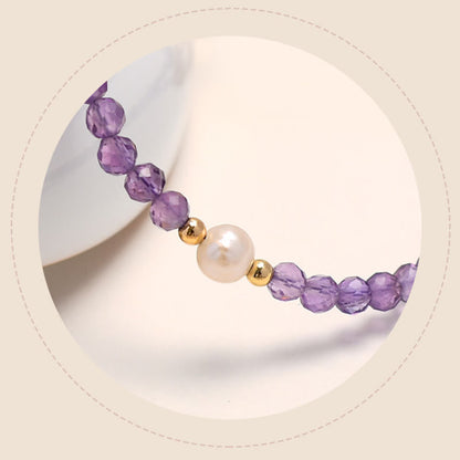 Pulsera de cadena de doble capa con cristales de amatista y baño de oro de 14 quilates de Buddha Stones