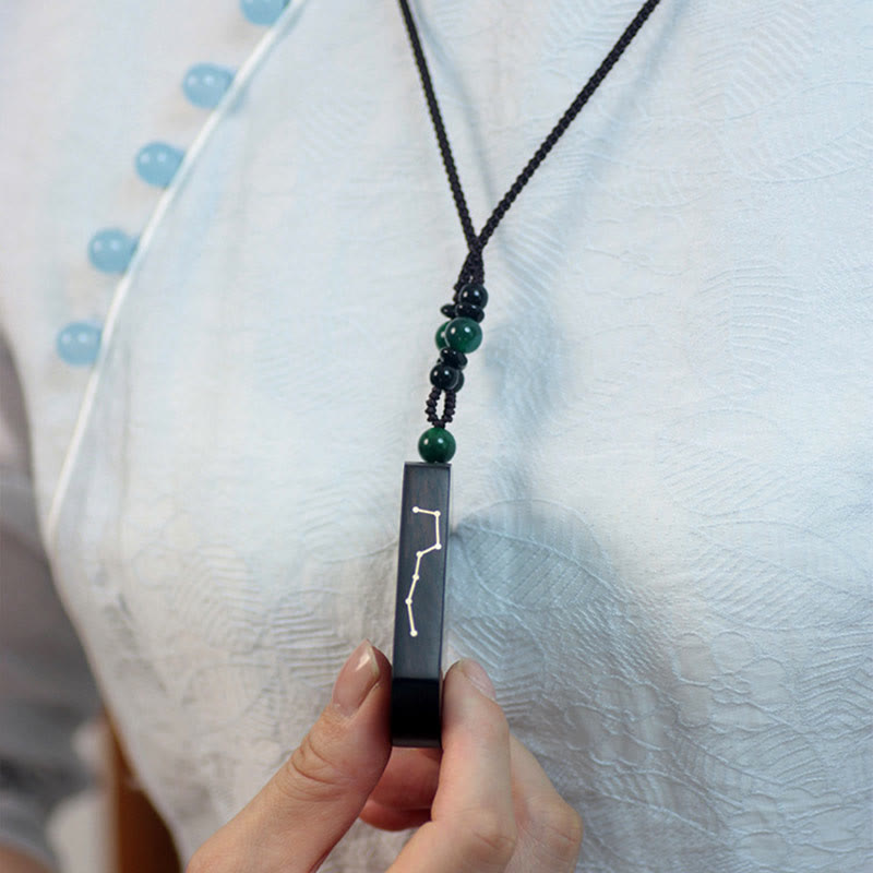 Buddha Stones 999 Sterling Silber Ebenholz Rotes Sandelholz Yin Yang Bagua Balance Halskette Anhänger