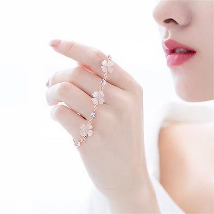 Pulsera de cadena de amor con trébol de cuatro hojas y cristales rosas de Buddha Stones