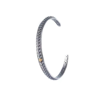 Brazalete de la suerte y la riqueza con diseño vintage de escamas de dragón y piedras de Buda