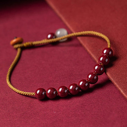 Buddha-Steine, natürliche Zinnoberperlen, Segen, handgefertigtes Armband