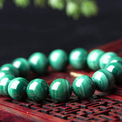 Pulsera de Malaquita Natural con Piedras de Buda para la Protección y la Calma