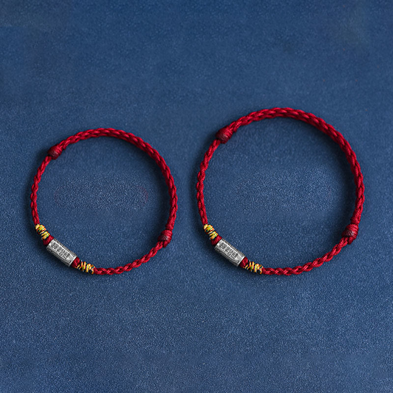 Pulsera tobillera de protección y fuerza con diseño "Todo va bien" de Buddha Stones, hecha a mano en plata de ley 925. 