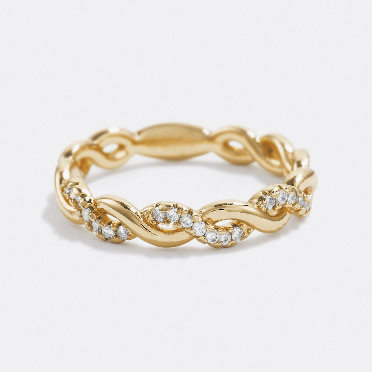 Zierlicher Pavé-Twist-Stapelring