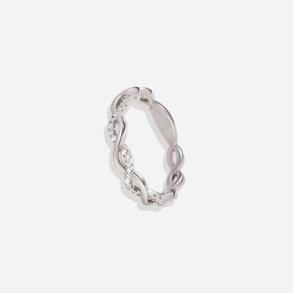 Zierlicher Pavé-Twist-Stapelring