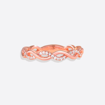 Zierlicher Pavé-Twist-Stapelring