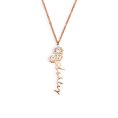 Birth Flower Name Necklace