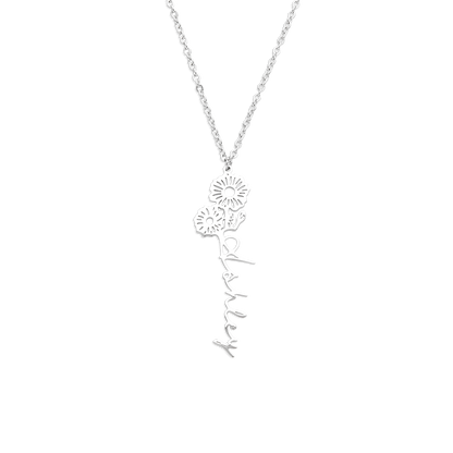 Birth Flower Name Necklace