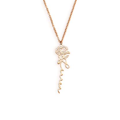 Birth Flower Name Necklace