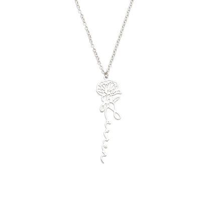 Birth Flower Name Necklace