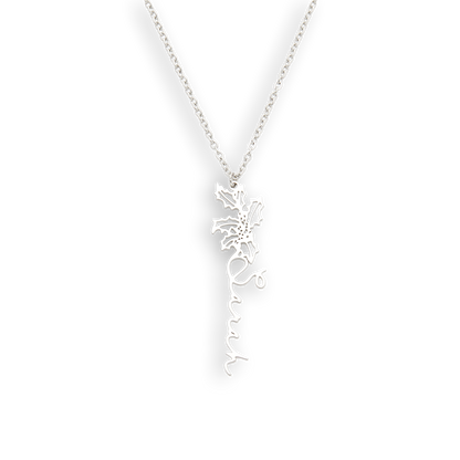 Birth Flower Name Necklace