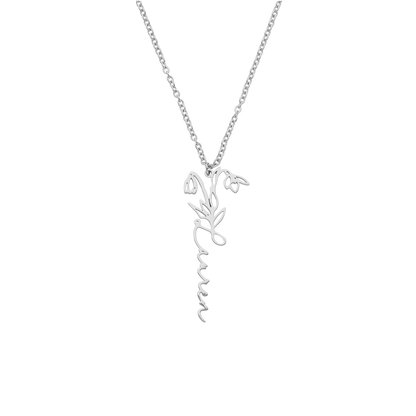 Birth Flower Name Necklace