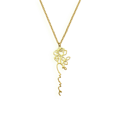 Birth Flower Name Necklace