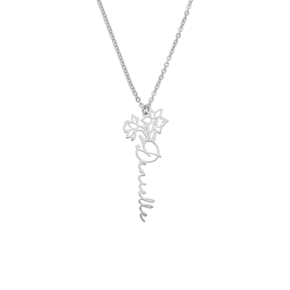 Birth Flower Name Necklace