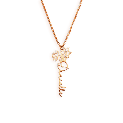Birth Flower Name Necklace
