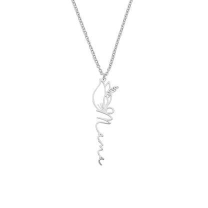 Birth Flower Name Necklace