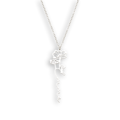 Birth Flower Name Necklace