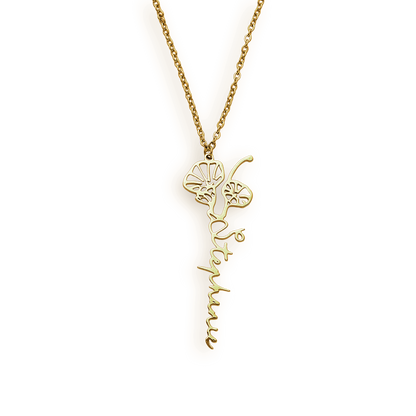 Birth Flower Name Necklace