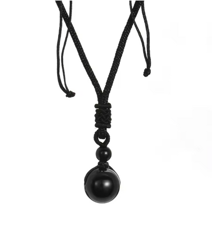 Black Obsidian Lucky Pendant Necklace