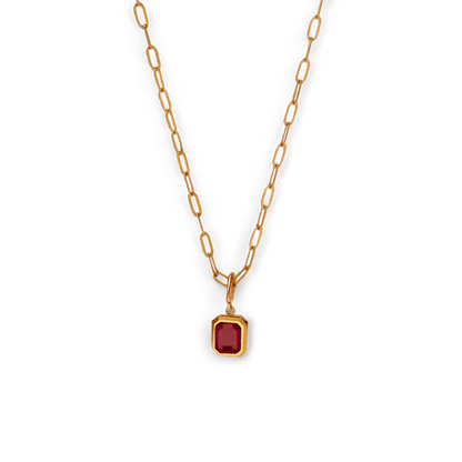 Baguette Birthstone Necklace