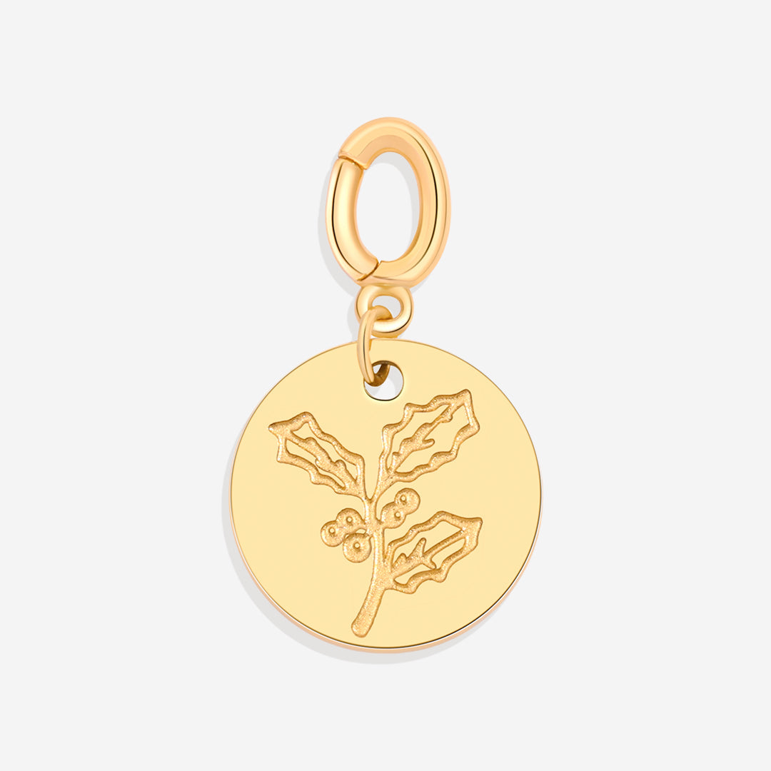 Engraved Birth Flower Disc Charm - Touch Bling