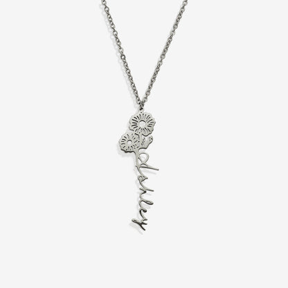 Birth Flower Name Necklace