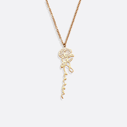 Birth Flower Name Necklace