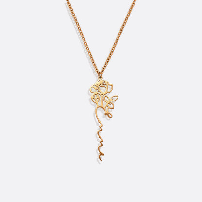 Birth Flower Name Necklace