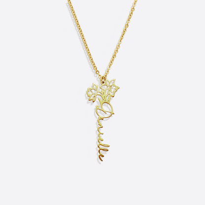 Birth Flower Name Necklace