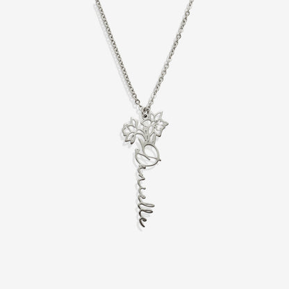 Birth Flower Name Necklace