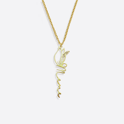 Birth Flower Name Necklace