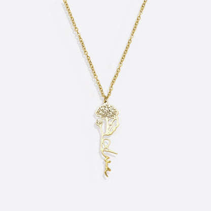 Birth Flower Name Necklace