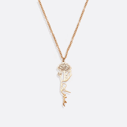 Birth Flower Name Necklace