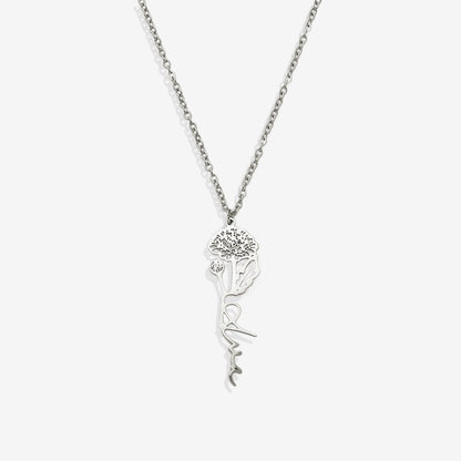 Birth Flower Name Necklace