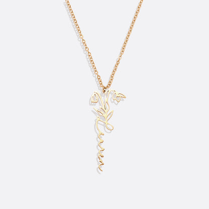 Birth Flower Name Necklace