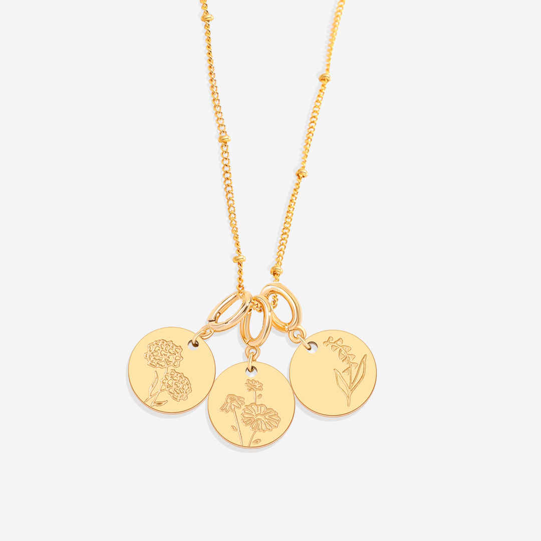 Birth Flower Charm Stacking Necklace