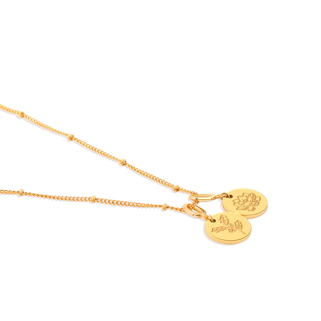 Birth Flower Charm Stacking Necklace