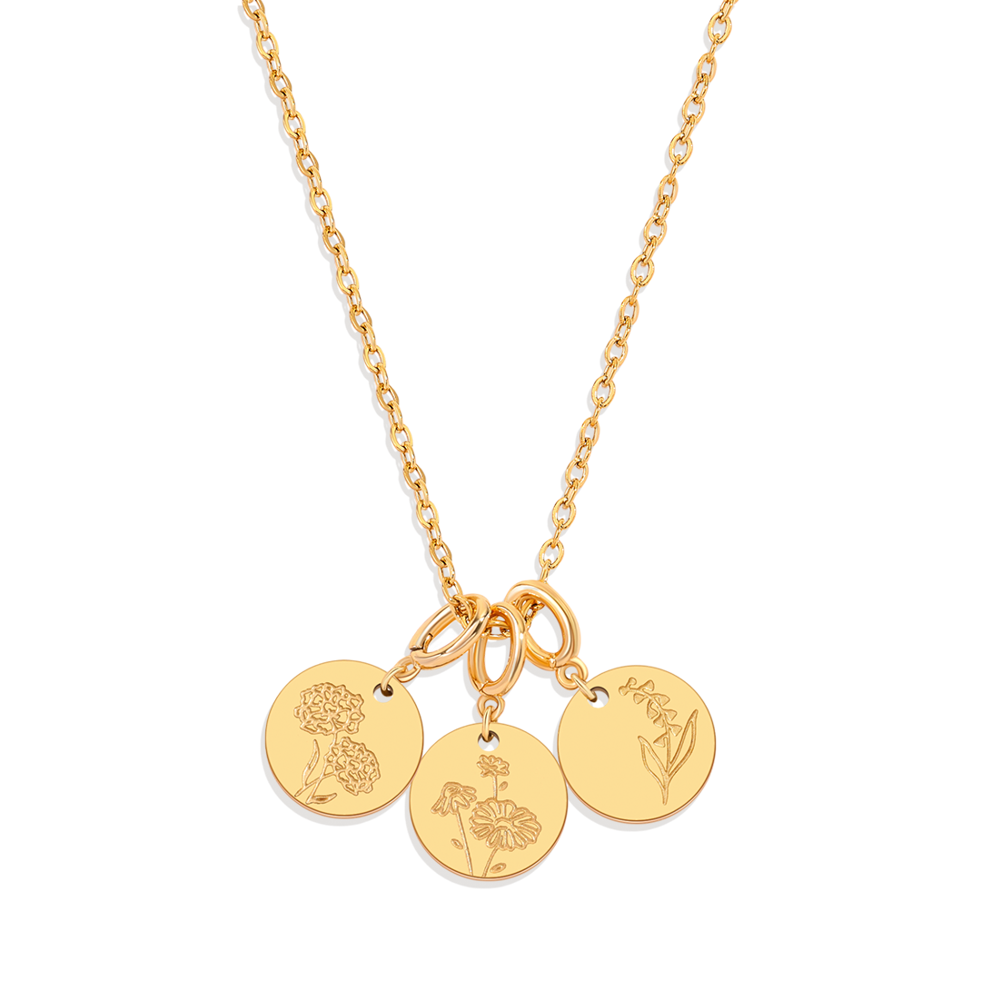 Birth Flower Charm Stacking Necklace