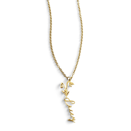 Birth Flower Name Necklace