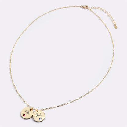 Birthstone Name Disc Necklace
