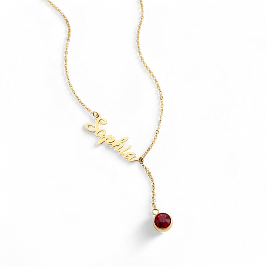 Birthstone Lariat Name Necklace