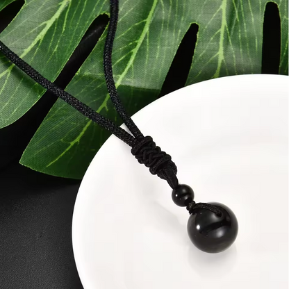 Black Obsidian Lucky Pendant Necklace