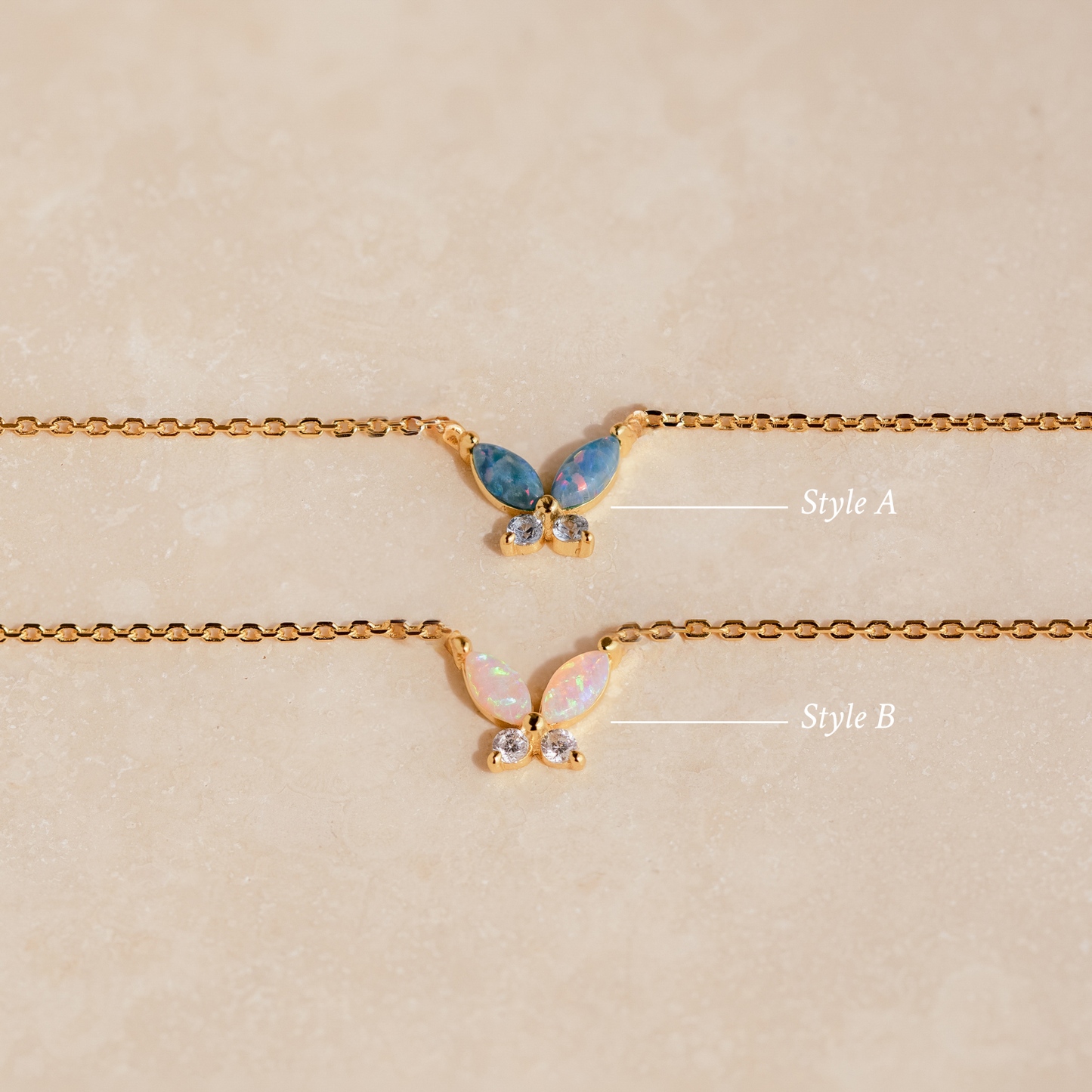 Opal-Schmetterlings-Halsketten-Set