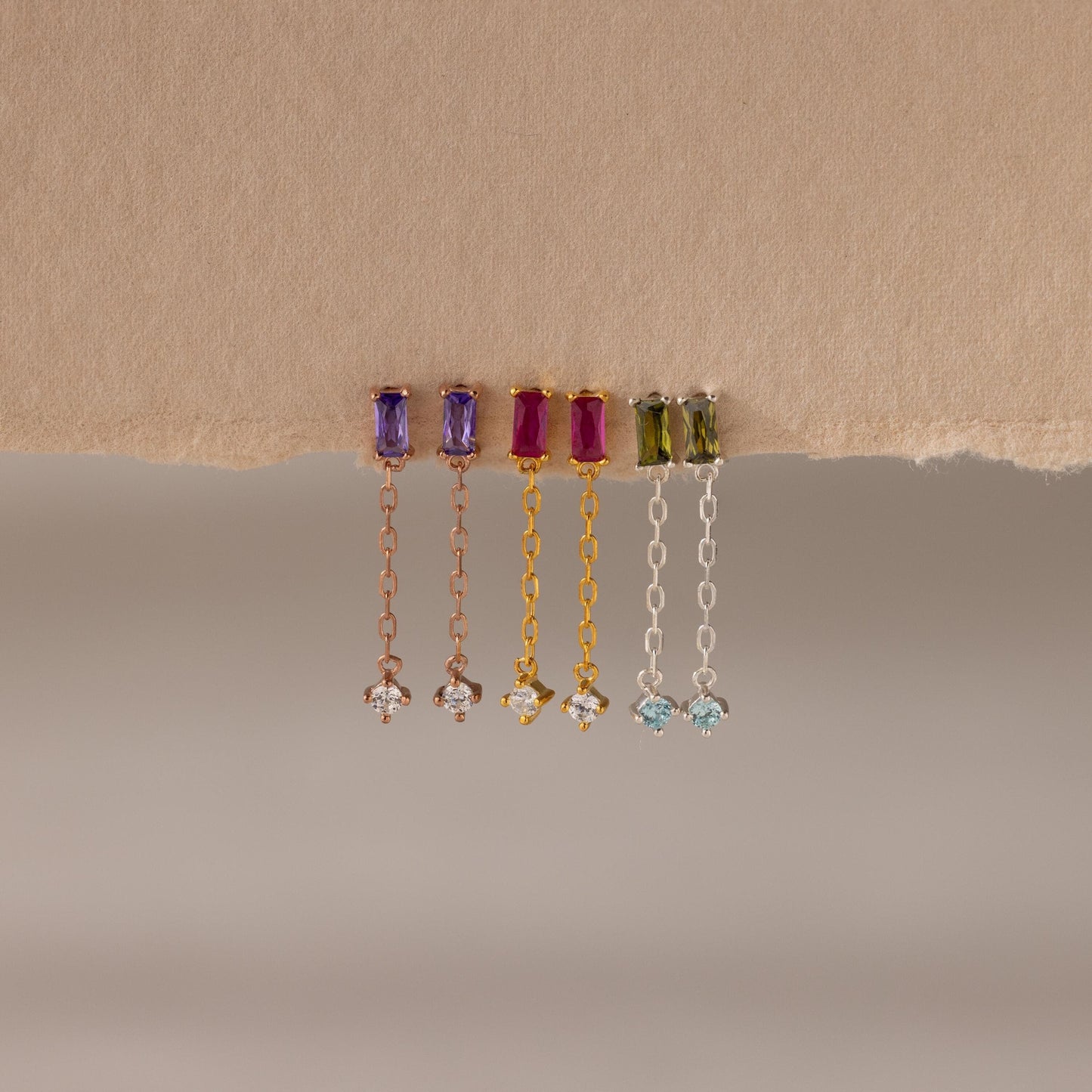 Duo Birthstone Drop Studs