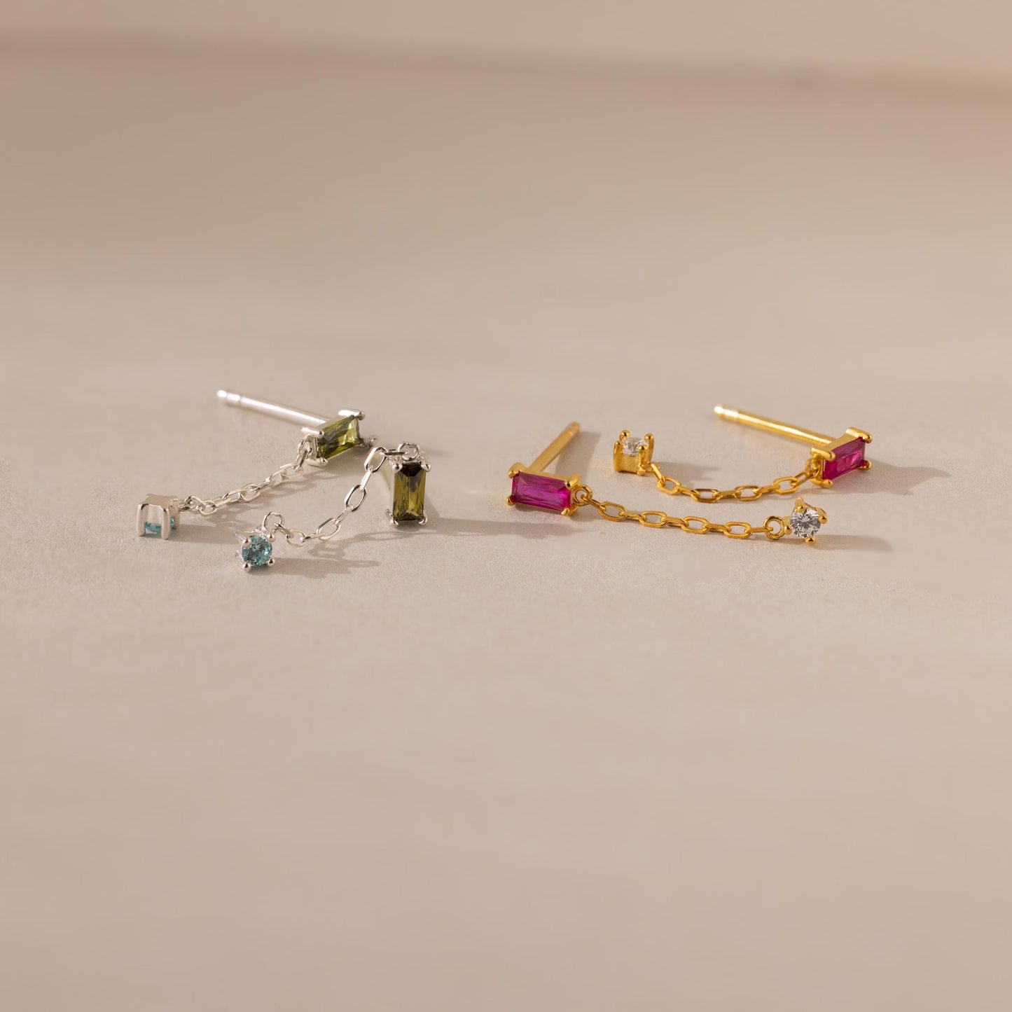 Duo Birthstone Drop Studs