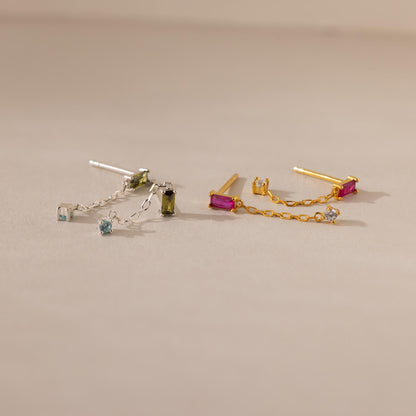 Duo Birthstone Drop Studs