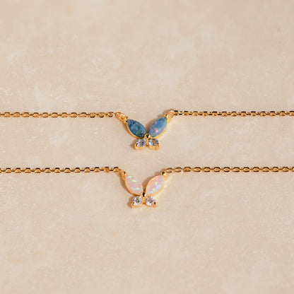Opal-Schmetterlings-Halsketten-Set