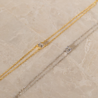 Pulsera de diamantes con cadena doble